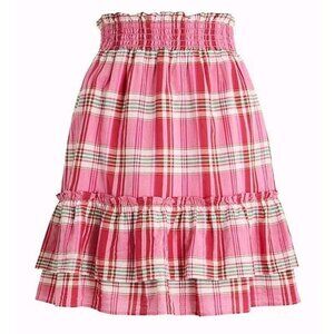 NWT- J. Crew Pink Green Red Size Xs Ruffle mini skirt With Headband -j